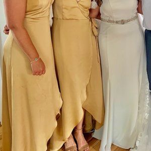 Show Me Your Mumu True Gold Mariah Wrap Dress Size XS